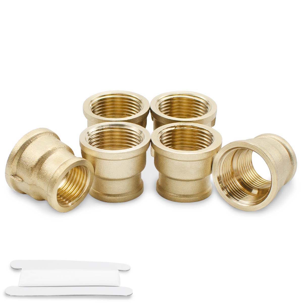 Bwintech 6 Pcs 1/2" Female to 3/4" Female BSP Thread Brass Reducing Coupling Connector for Pipe Connecting Conversion