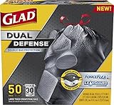 Glad Dual Defense Drawstring Large Trash Bags, 30 Gallon, 50 Count