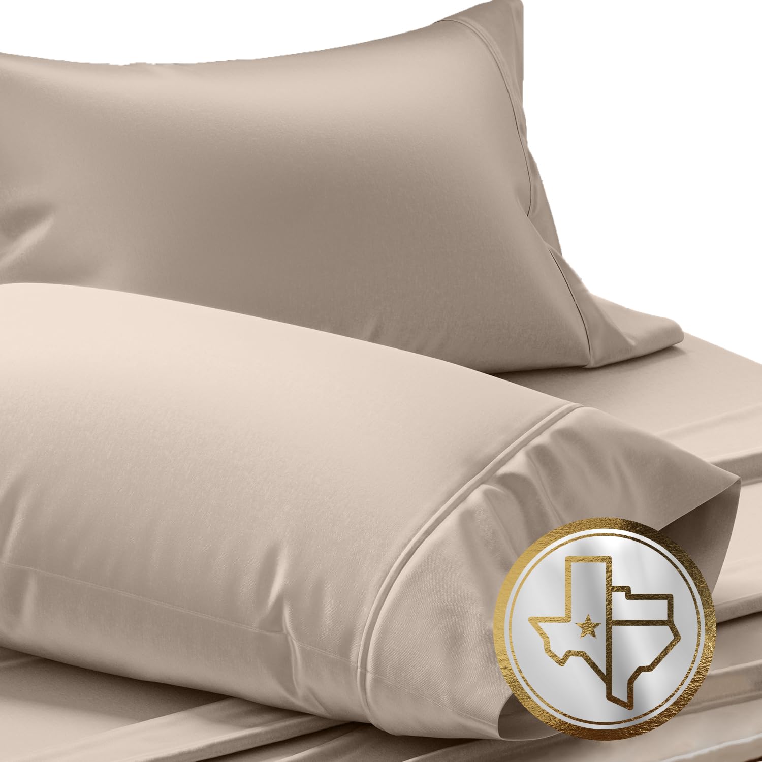 Photo 1 of TEXAS LINEN CO. Luxury Egyptian Cotton King Pillow Cases Set of 2-1000 Thread Count Pillowcases for Sleeping, Silky Soft, Cooling Pillow Cover, Extra Long Staple Hotel Quality Pillow Cases - Taupe