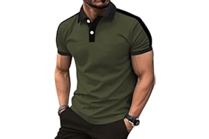 Men's Summer Color-Blocked Short-sleesleeved Polo Shirt Fashionable Casual Vacation Beach Sports Athletic Running Tops