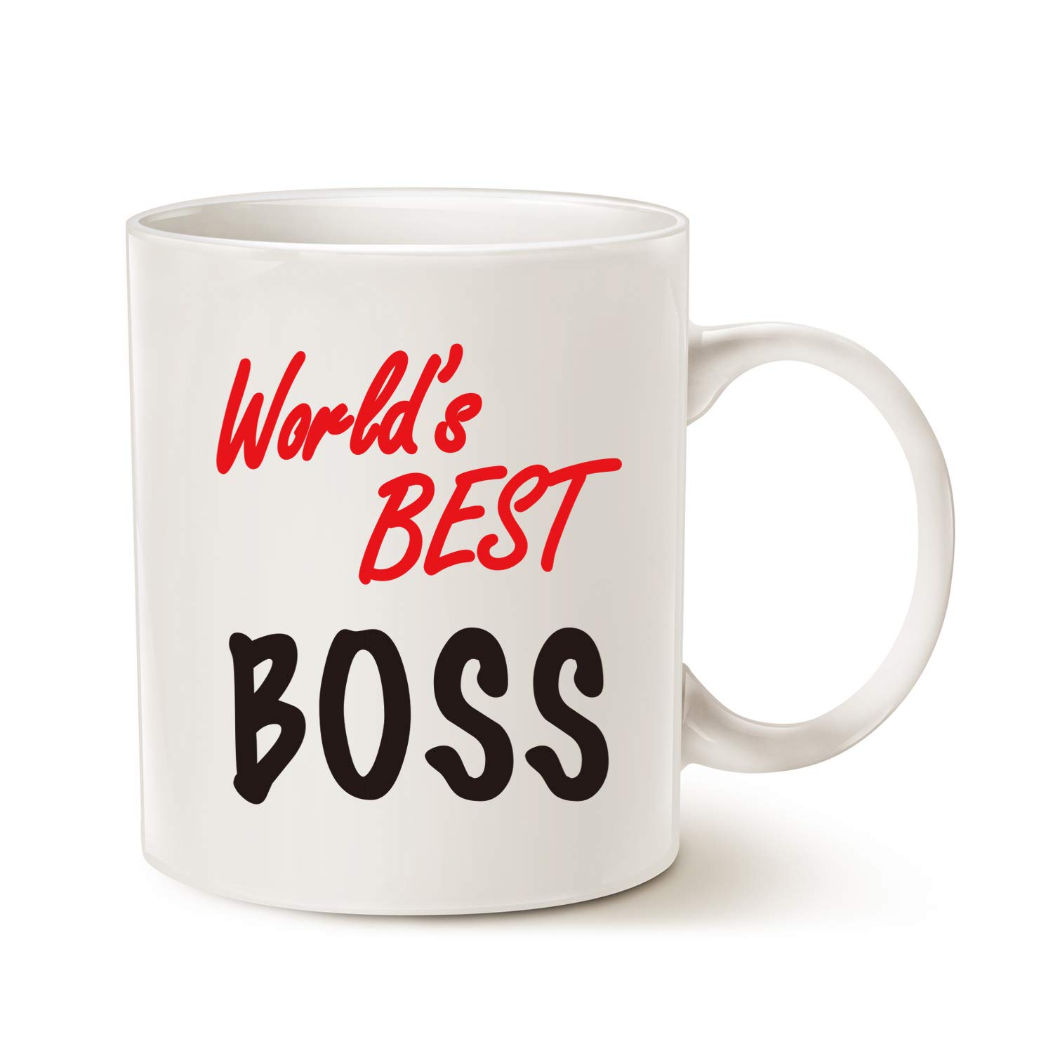 This Funny Christmas Gifts Boss Coffee Mug, World's Best Boss Mug White Work and Office Holiday or Birthday Present for Worlds Best Male or Female Boss, Manager or Coworker
