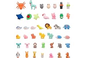 CLOCK KING 42Pcs 3D Animal Erasers for Kids, All are Animal Styles, Random Desktop Pets Toys Gifts, Mini Puzzle Classroom Rewards, Kids Party Favors Back to School Supplies