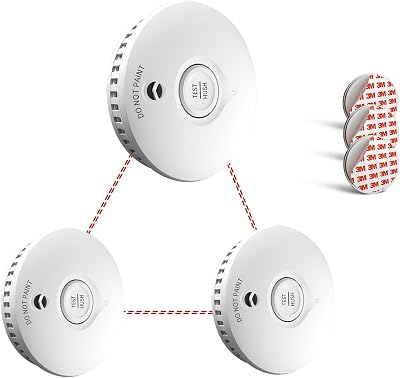 Ruan Wireless Interconnected Smoke Alarm 10 Year Life 85dB EN 14604 3 Pack