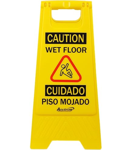 Señal De Piso Mojado Amarilla De 60x21 Cm, Para Que Nadie Resbale, Con Texto En Ambas Caras