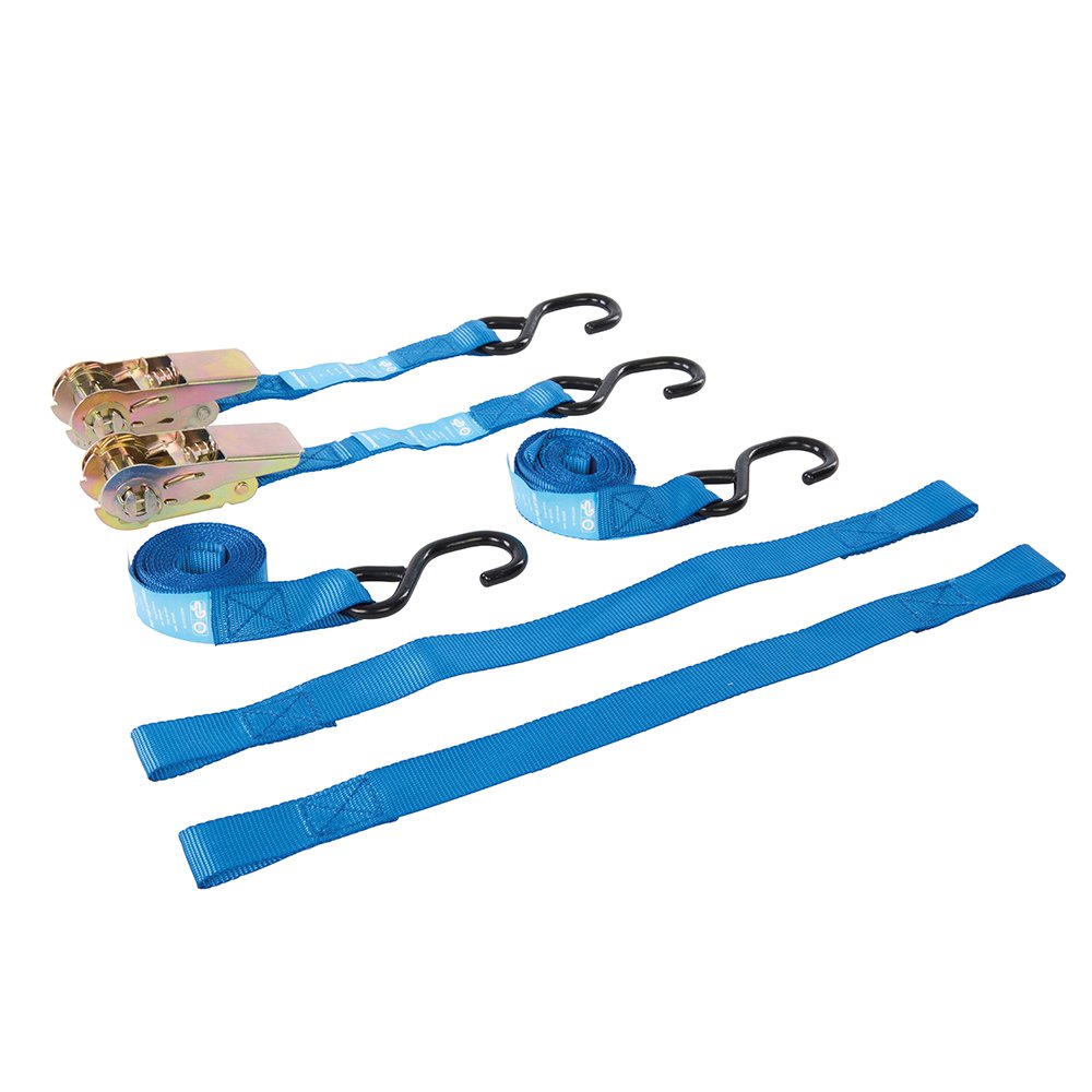 Silverline Motorbike Tie-Down Set 4pce Rated 350kg Capacity 700kg (285155), Blue
