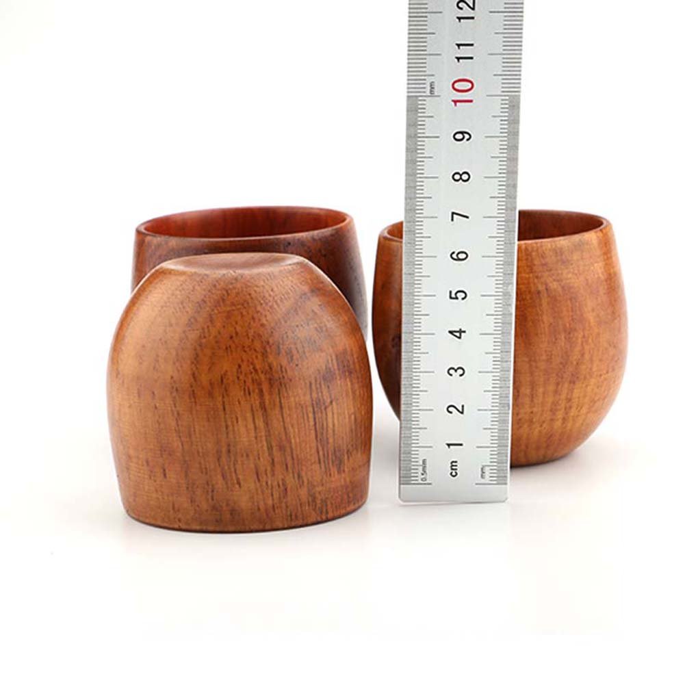 6x5.5cm XHWine 3pcs Handmade Natural Wooden Sake Cup Glassware