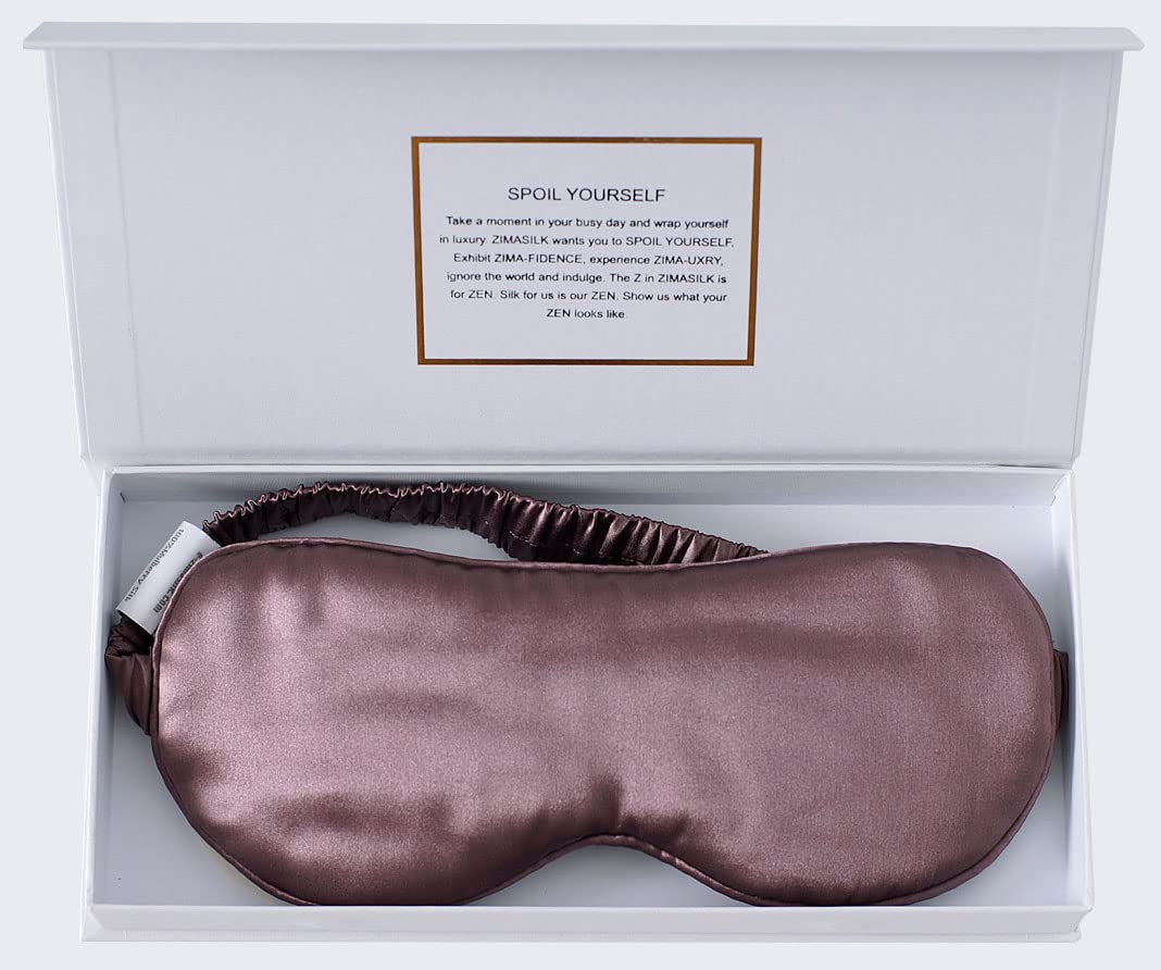 ZIMASILK 100% 22 Momme Pure Mulberry Silk Adjustable Sleep Mask, Filled with Pure Silk, Wrapping Strap - Soft, Breathable & Comfortable Blindfold, Perfect Blocks Light for Sleeping (Gray Purple)