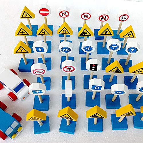 wanshenGyi Kids Educational Toys DIY Musical Instrument, Wooden Street Road Traffic Sign Building Blocks Handicraft Kids Education Toy