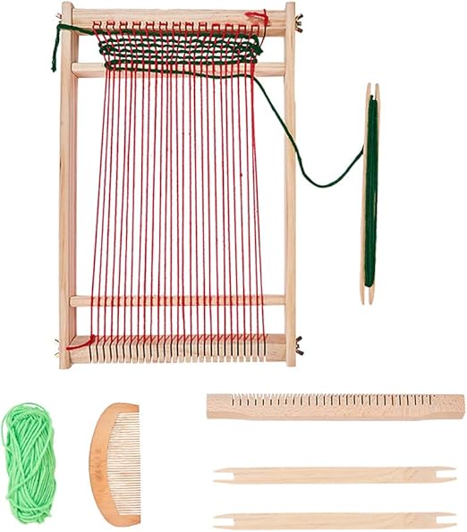 PH PandaHall 1 Set Wood Knitting Weaving Looms with Yarns