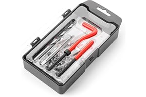BELOMI Helicoil Thread Repair Kit, Metric and SAE Repair Tools with HSS Drill Bit and Thread Inserts, Auto Repairing Tool for Damaged Thread M8 x 1.25 mm Size, Universal Car Accessories