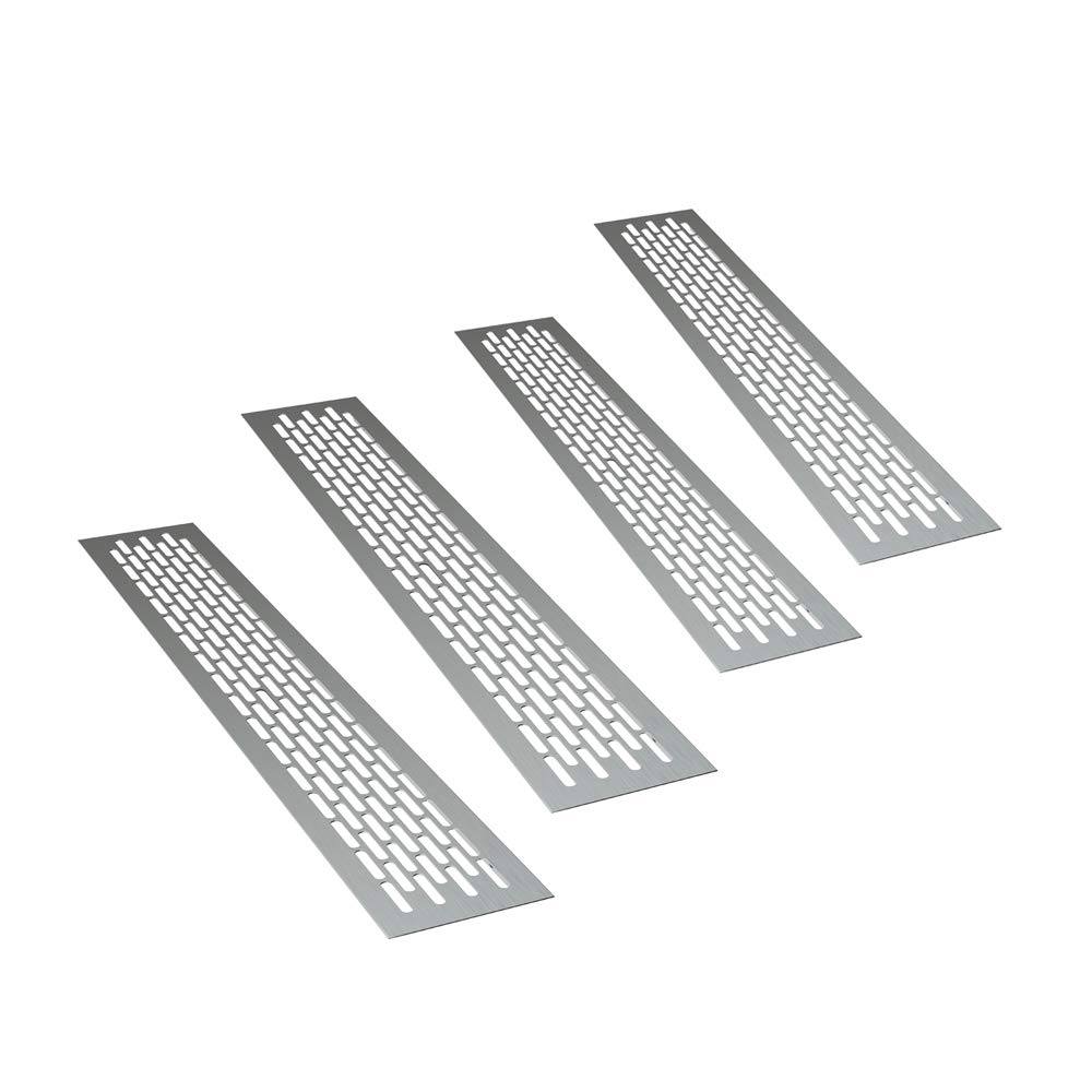 sossai® Aluminium Ventilation Grille - Alucratis (Pack of 4) | Rectangular - Dimensions: 44 x 8 cm | Colour: Aluminium | Anodised