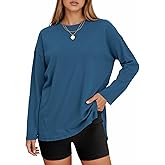 Tankaneo Womens Long Sleeve T Shirts Gym Crewneck Basic Tee Oversized Tops Workout Sweatshirts Loose Fit 2025