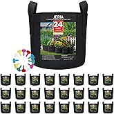 JERIA 24-Pack 5 Gallon Nonwoven Grow Bags, Plant Grow Bags，Heavy Duty Aeration Fabric Pots with Durable Handles, Come with 24 Pcs Plant Labels