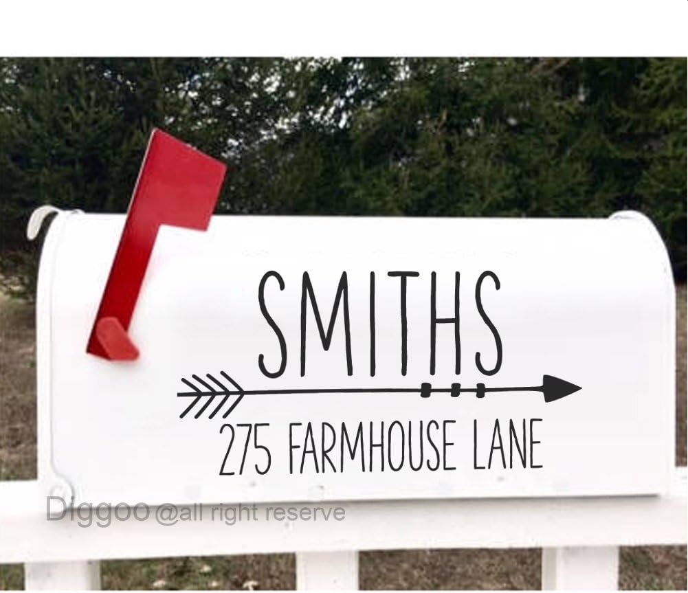Set of 2 Mailbox Address Decal Custom Mailbox Sticker Family Name Vinyl Decal Housewarming Gifts (5
