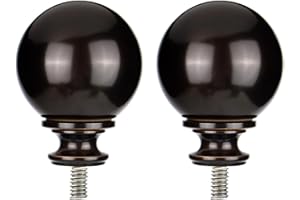 KAMANINA Bronze Round Replacement Finials for 7/8 and 3/4 Inch Curtain rods, M6 Screw Rod Finials, 2pcs