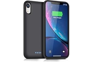 QTshine iPhone XR Battery Case [6800mAh] Protective Portable Charger Rechargeable Power Bank Cover - Black