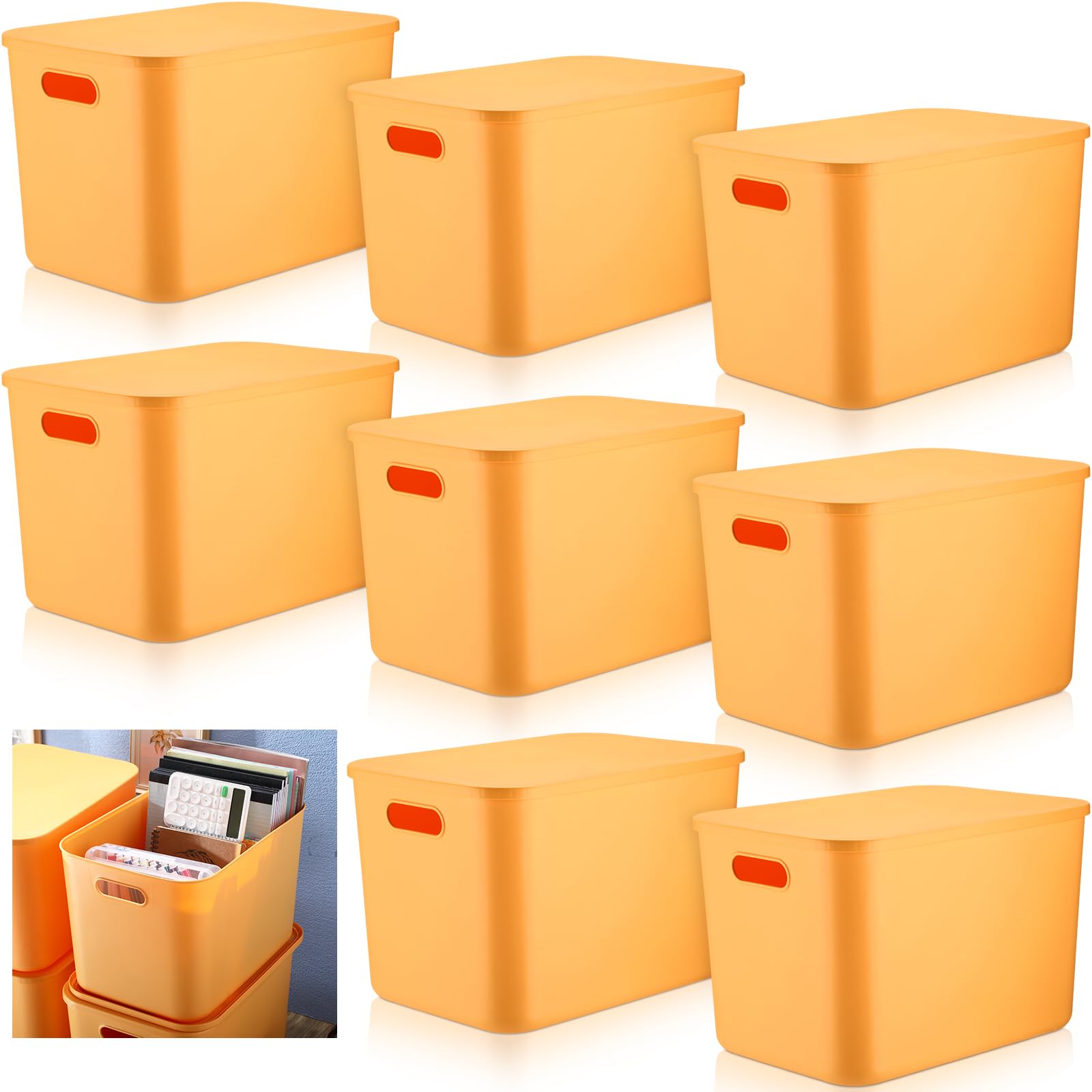 Hoolerry 8 Pieces Colorful Storage Bins with Lid, Plastic Storage ...