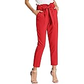GRACE KARIN Women's Hight Waisted Work Pants Cropped Paper Bag Business Casual Pants with Pockets