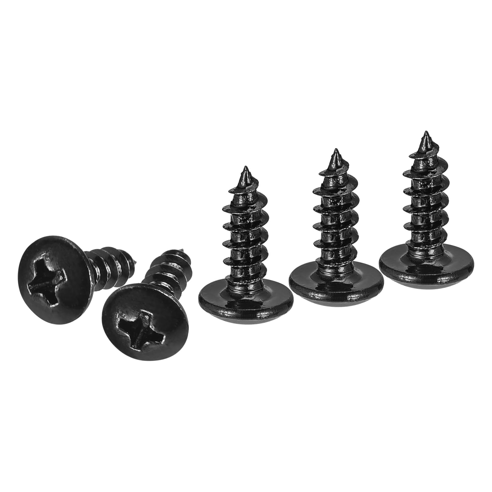 DTGN M5x12 Sheet Metal Screws - 100 Pack - for Wood, Furniture - Carbon Steel Phillips Truss Head Self Tapping Tip Wood Screws - Black