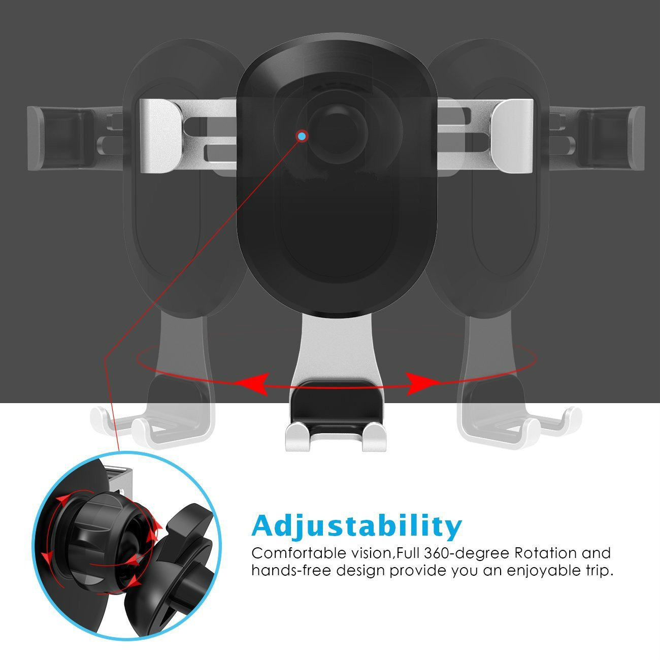 Car Phone Mount, Newper Universal Car Air Vent Phone Mount Cradle with Auto Lock&Release for iPhone X/8/ 8+/7/7 Plus/6/6S,Galaxy S9/S9 Plus/S8/S7/S6, Nexus, HUAWEI and other Smart Phones (Silver)