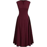 The Red Boat Neck High Waisted Mini Dress - Boat Neck Sleeveless A Line Backless Mini Dress