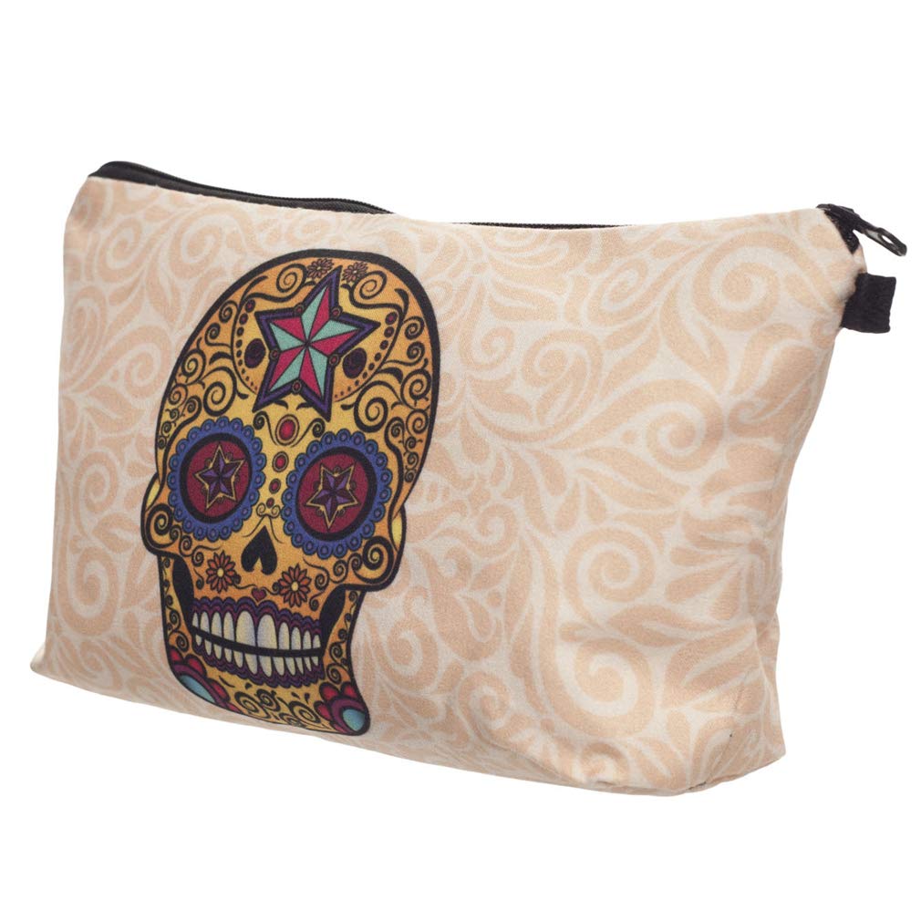 LKMY Makeup Bags Cosmetic Bags,Portable Toiletries Wash Storage Bag Brushes Bag, Pencil Case Pen Bag, Makeup Organiser Pouch Bag for Women Girls Students (Skull-A)