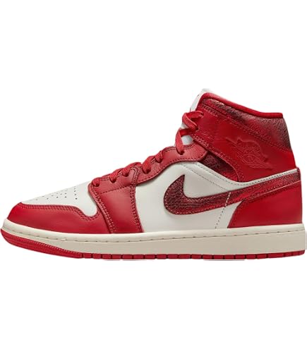 Amazon.com | Jordan Women's Air 1 Mid Sail/Gym Red-Off Noir-White