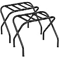 SONGMICS Luggage Rack for Guest Room, Set of 2 Suitcase Stands, Foldable Steel Frame, for Hotel, Bedroom, Holds up to 110 lb, 27.2 x 15 x 20.5 Inches, Black URLR001B02
