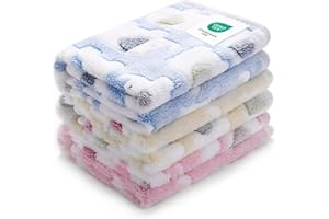 1 Pack 3 Blankets Fluffy Premium Fleece Pet Blanket Flannel Paw Printed Throw for Dog Cat(Medium 30x20'', Brown)