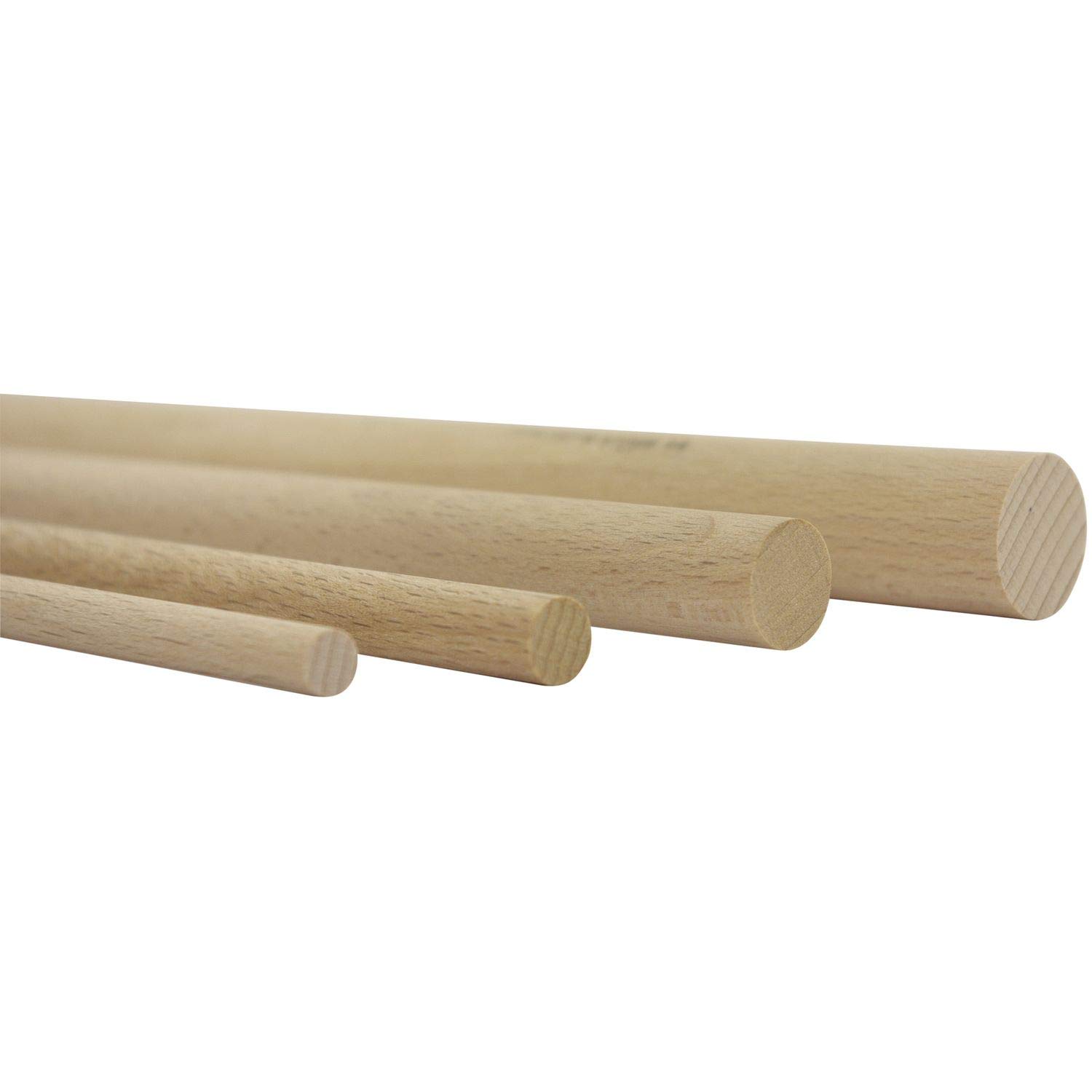 vasalat Wooden Sticks Smooth for Crafts 100 cm x 6 mm Natural Beech Pack of 12