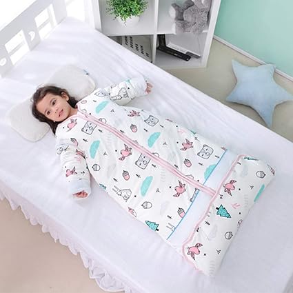 Amazon 子供用寝袋 スリーパー 蹴り防止 ベビー寝袋 お昼寝 寝冷え防止 袖取り外し可能 軽量 長袖 四季適用 子供用 出産祝い 赤ちゃん用品 全４色 ０歳から６歳 お昼寝布団 ベビー マタニティ 通販