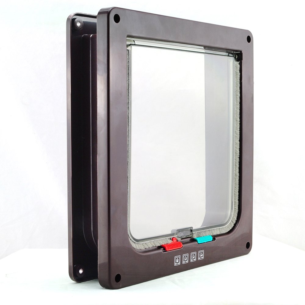 Vinmax Grande Chatière Marron 4 Voies Chat et Chien Porte de Verrouillage