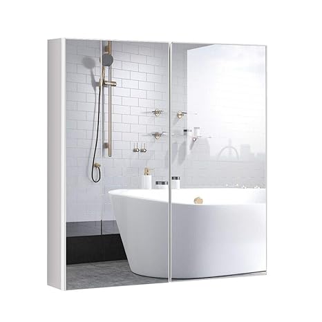 Amazon Com White Modern Slim Bathroom Cabinet Wall Mounted With