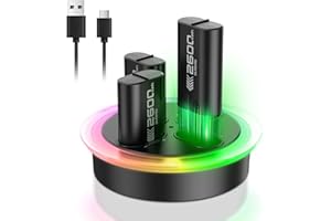 ELUTENG Rechargeable Battery Pack Comaptible for Xbox One/Xbox Series X|S, 4 x 2600mAh Rechargeable Batteries for Xbox Controller LED Indicator Battery Charger Station Dock for Xbox One S/One X/Elite