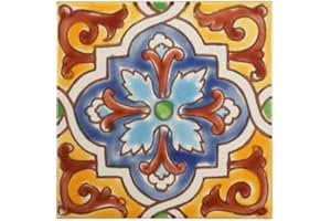 Casablanca Market MT007 Mediterranean Ceramic Monaco Decorative Tile, Red/Yellow/Blue