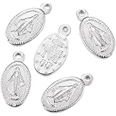 LiQunSweet 10 pcs Oval Virgin Mary 304 Stainless Steel Charms Our Lady of Guadalupe Rosary Medal Charm for DIY Jewelry Bracelet Rhinestone Necklace Earring Craft Keychain Accessory