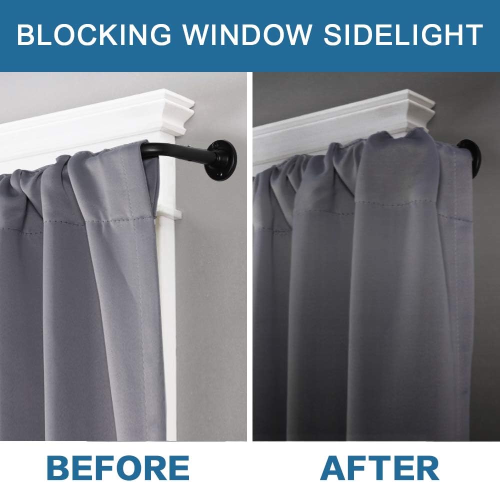2 Pack Single Curtain Rods Wrap Around Curtain Rods Set Room Darkening Wrap Curtain Rods for Windows 28 to 48 Inch, 5/8 Inch Diameter, Black: Home & Kitchen