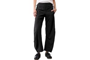 YZFSM Women Barrel Pants Baggy Elastic Waistband Tapered Wide Leg Trousers Travel Work Lounge Pants with Pockets