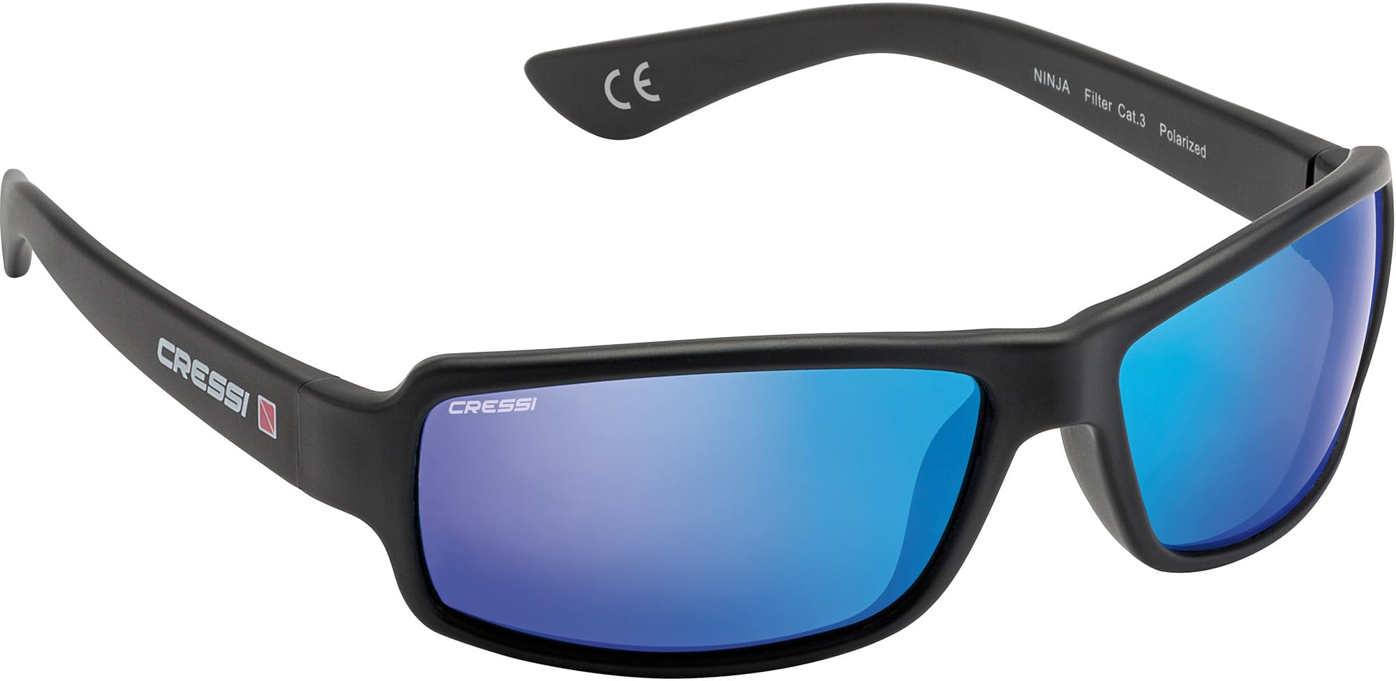Cressi Ninja Flexible Sunglasses - Men's Flexible Polarized Sunglasses One Size, Black-Mirrored Lens Blue — image 1