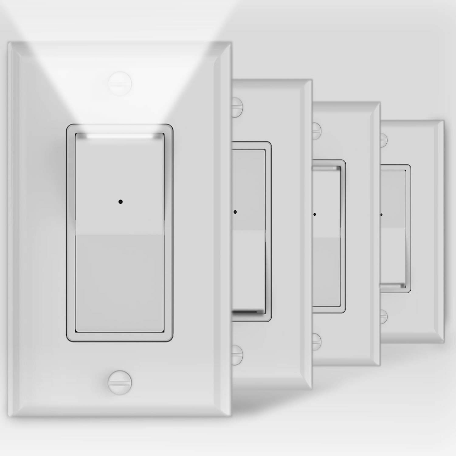 Photo 1 of 4Pack SOZULAMP 3 Way Light Switch with LED Night Light 15Amp 120/277Volt,Three Way Wall Switch, Automatic On/Off Sensor, White