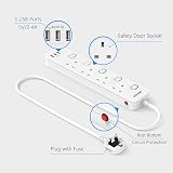 Mscien 4M Extension Lead with USB Slots 4 Way 3 USB 3250W UK Plug view 2