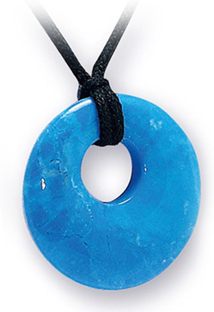 Blue Howlite Crystal Donut Necklace on Black Thong with Clasp