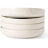famiware Meteor 33 oz Pasta Bowls Set of 4, Creamy White | Double Reactive Glaze, Scratch-Resistant Stoneware Salad Bowls, Stackable, Dishwasher &amp; Microwave Safe, Lead-Free