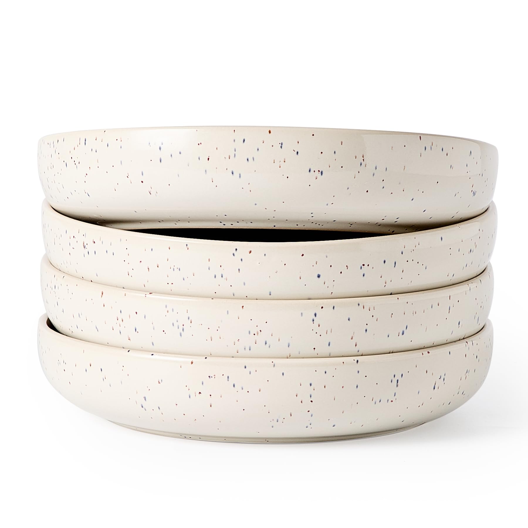 Photo 1 of famiware Milkyway 33 oz Bowl Set, Pasta Bowls Set of 4, Salad Bowls, Double Reactive Glaze, Sturdy & Stackable, Ideal for Housewarming, Festivals, Creamy White with Speckles
