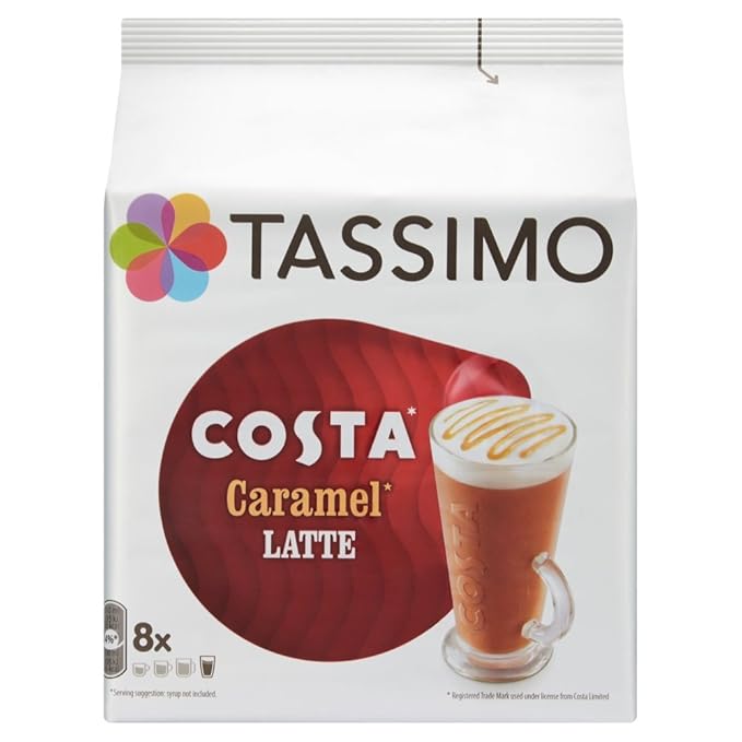 Tassimo Costa Caramel Latte Coffee Pods (16 pods, 8 servings) Amazon