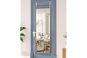 AyeWish Door Mirror, Full Length Mirror Over The Door, 14'' x 48'' Hanging Mirror, Rectangular Wall Mirror, Wall-Mounted/Hanging/Leaning, Home Decor, Gold