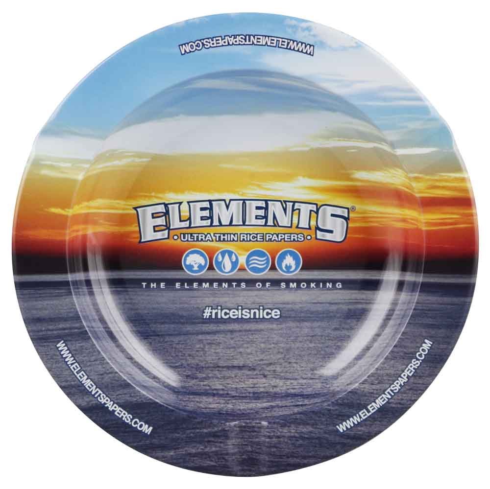 Elements Round Metal Ashtray - Blue / Magnetic / 5.5" + Beamer Smoke Sticker