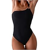 WDIRARA Women's One Shoulder One Piece Solid Monokini Swimsuit Swimwear