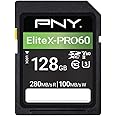 PNY 128GB EliteX-PRO60 UHS-II SDXC Memory Card - R280MB/s W100MB/s, U3, V60, 4K UHD, Full HD, UHS-II for Professional Photographers & Content Creators, DSLR Mirrorless Cameras, Advanced Video Cameras