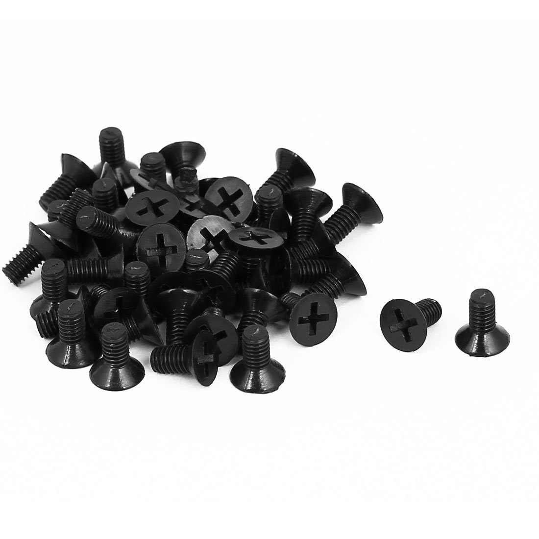 Sourcingmap M4x8mm Phillips Nylon Countersunk Head Bolt Machine Screw Black 50Pcs